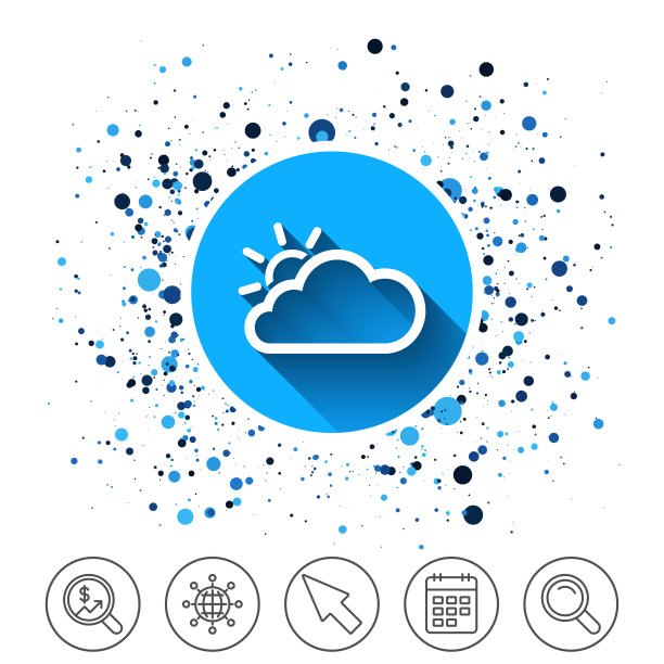 云和太阳的标志。天气的象征。图片下载