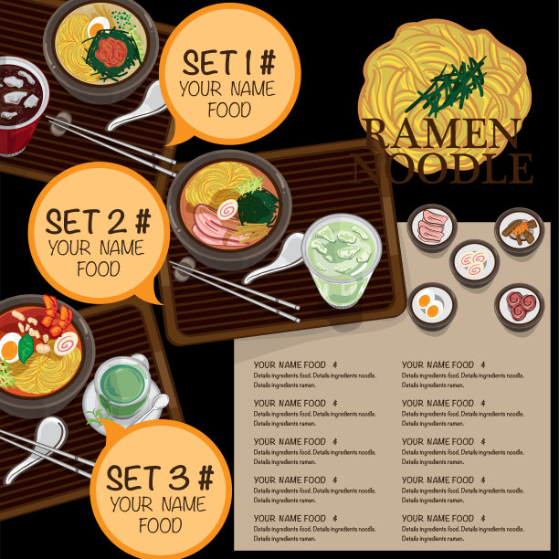 菜单拉面日式料理模板设计图片下载