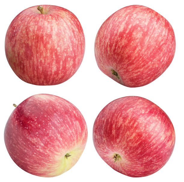 一套红色的新鲜苹果孤立在白色的背景图片下载
