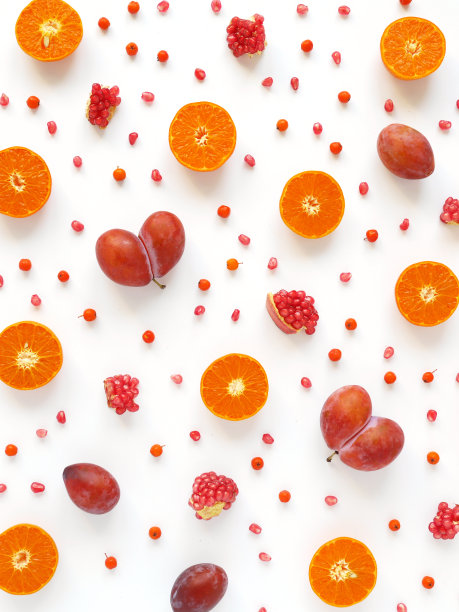 新鲜水果的图案。食品的背景。俯视图，平面设计。图片下载