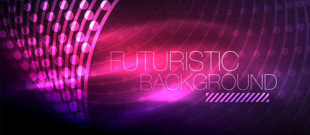 高科技的未来科技背景，霓虹形状和点图片下载