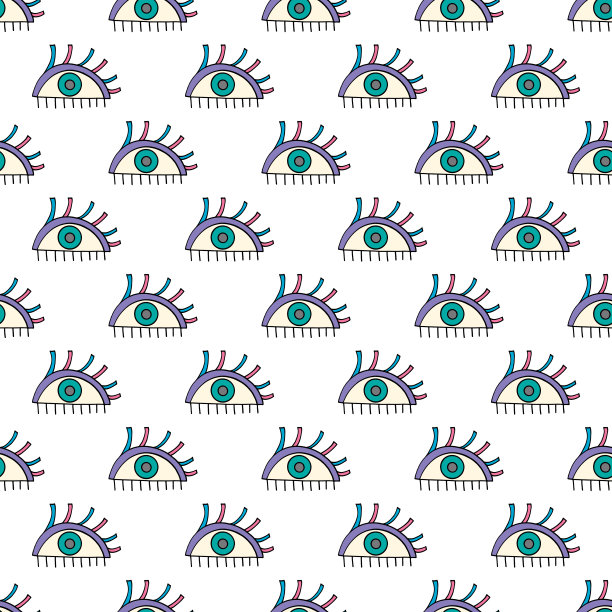 手绘抽象眼睛模式。视觉无缝矢量背景。现代纹理墙纸，包装纸，纺织品设计，表面，织物。图片下载