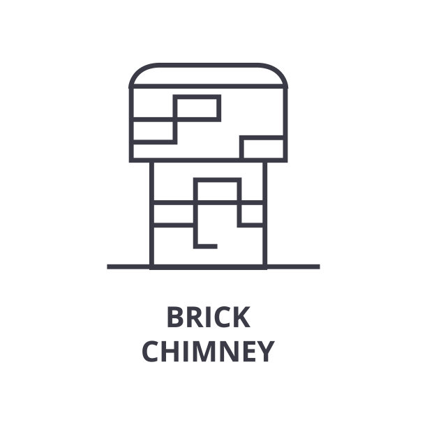 砖烟囱线图标，轮廓符号，线性符号，矢量，平面插图图片下载