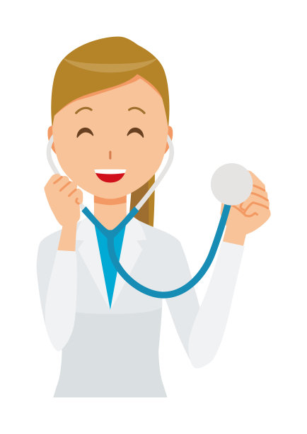 一位穿着白色西装的女医生有一个听诊器图片下载
