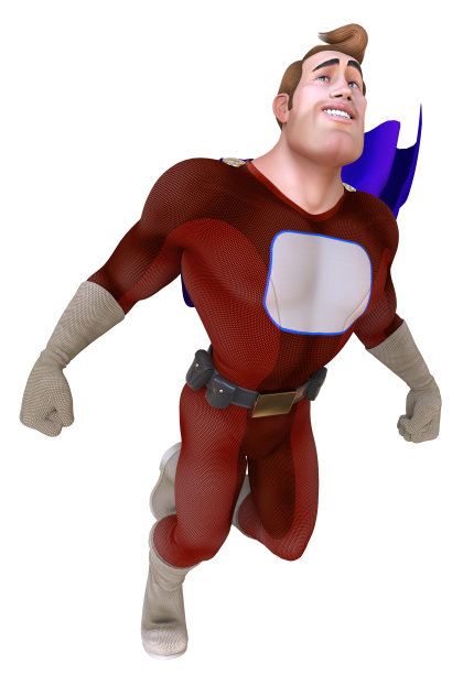 超级英雄被孤立在白色背景的3d插图上图片下载