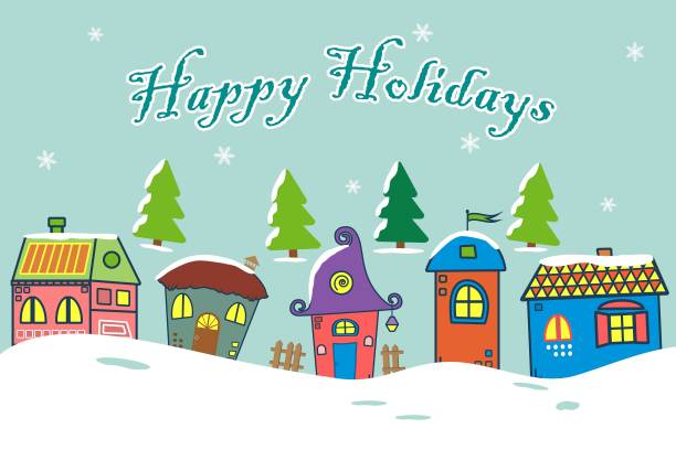 童话般的冬季景观插图图片下载