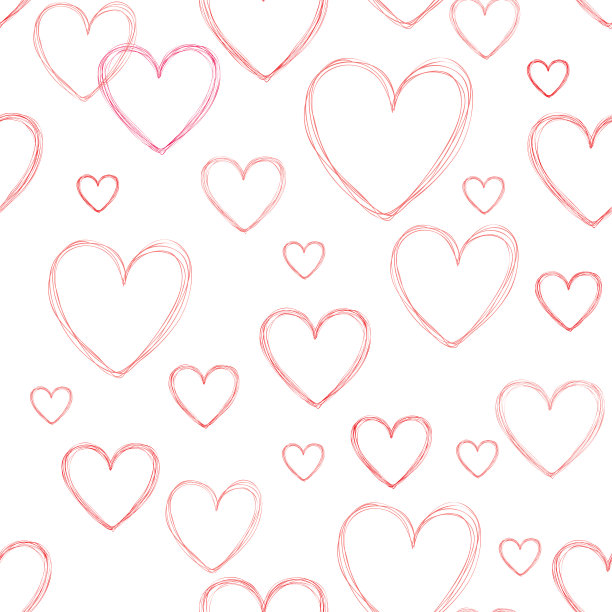 爱心图案无缝涂鸦线。情人节的节日图片下载