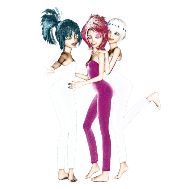 数码3D插图的漫画女孩图片下载