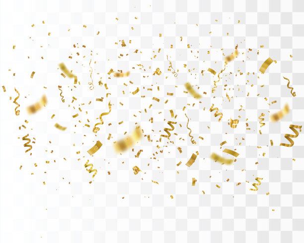 金色的纸屑孤立在方格背景上。节日的矢量图图片下载