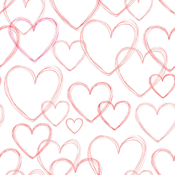 爱心图案无缝涂鸦线。情人节的节日图片下载