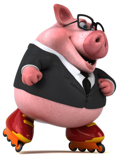 有趣的猪- 3D插图图片下载