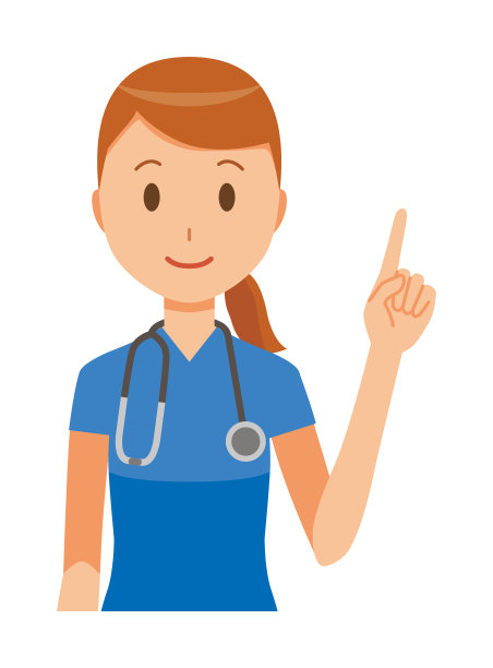 一个戴着蓝色磨砂膏的女护士指着我素材图片