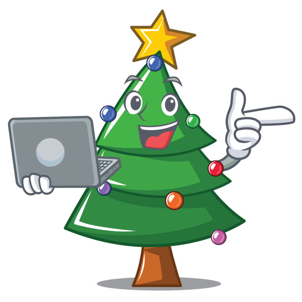 用笔记本电脑制作圣诞树卡通人物图片下载
