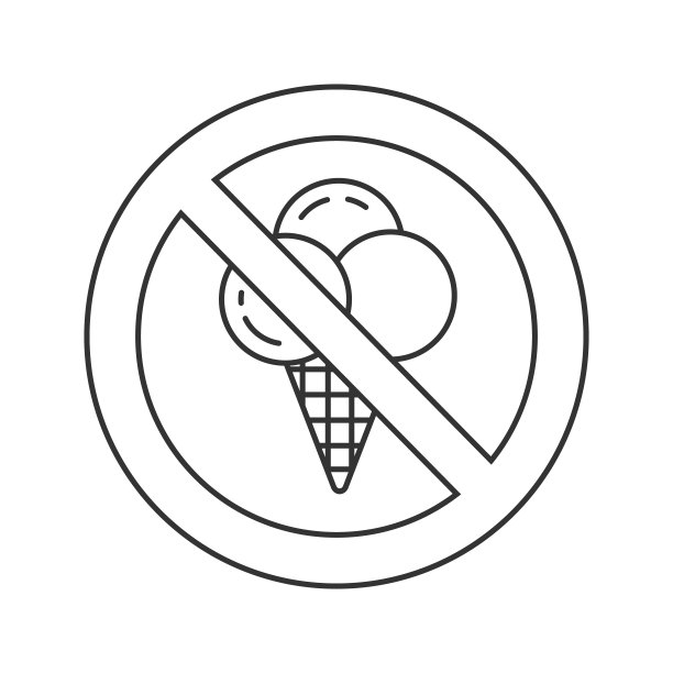 有冰淇淋图标的禁止标志图片下载