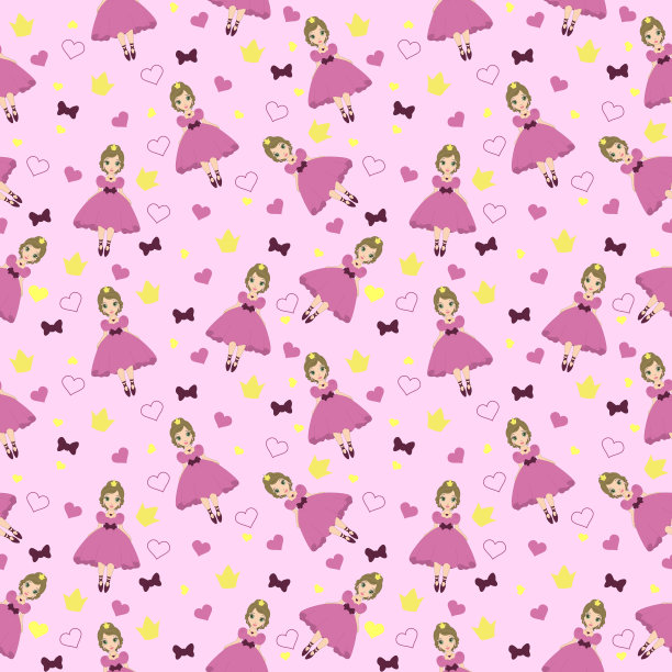 无缝图案与公主。图片下载