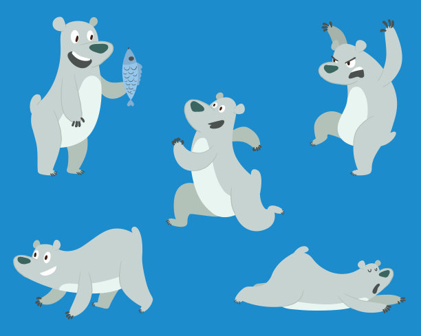 五只可爱的北极熊图片下载