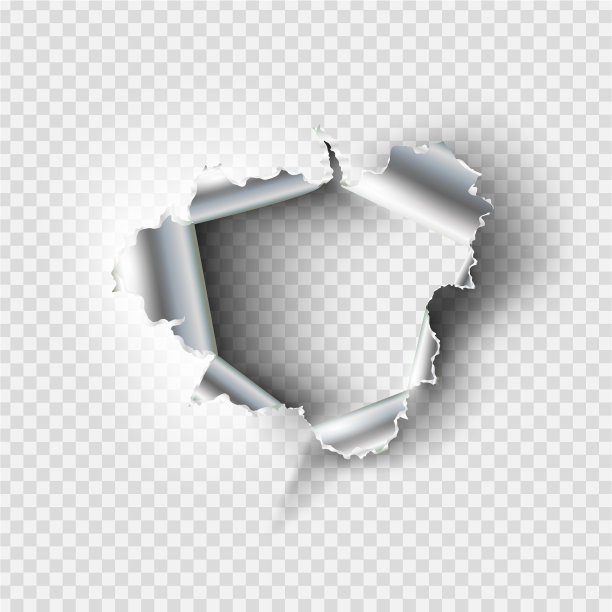 在透明背景上撕破的纸上撕开的洞图片下载