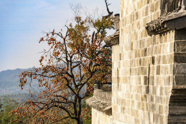 中国古代村落的秋天素材图片
