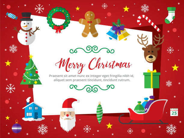 圣诞快乐图标设置背景。图片下载