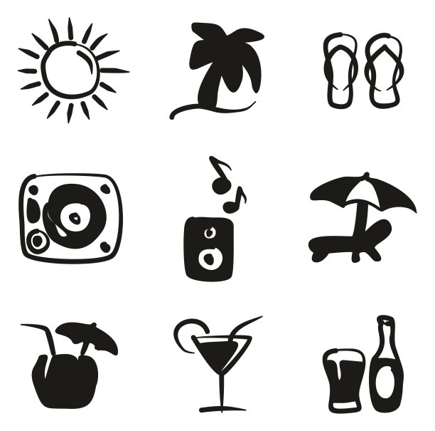 海滩酒吧图标徒手填充图片下载