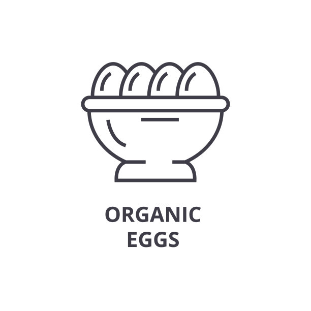 有机鸡蛋线条图标，轮廓符号，线性符号，矢量，平面插图图片下载