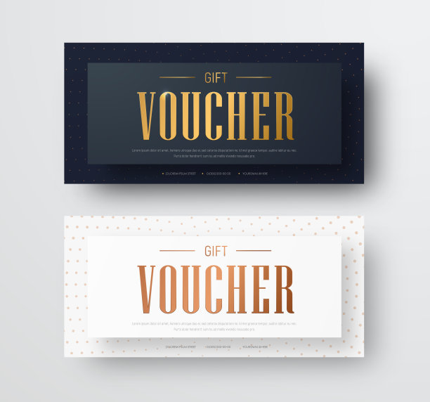 设计一个带有金色文字和浮动效果的矢量礼品券。图片下载