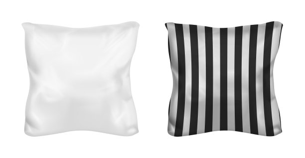 白色条纹方形枕头。向量模型图片下载