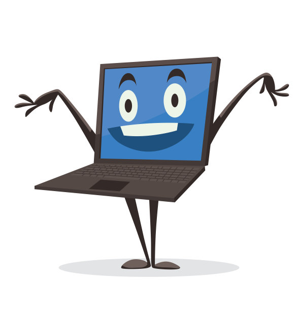 笔记本电脑，脸上带着幸福的表情图片下载