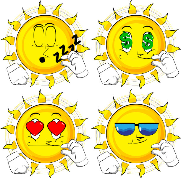 卡通太阳用手做了一个小手势。图片下载