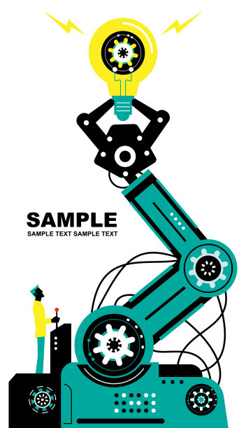 工程师使用操纵杆操作机械臂举起灯泡图片下载