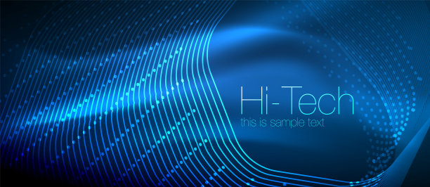 高科技的未来科技背景，霓虹形状和点图片下载