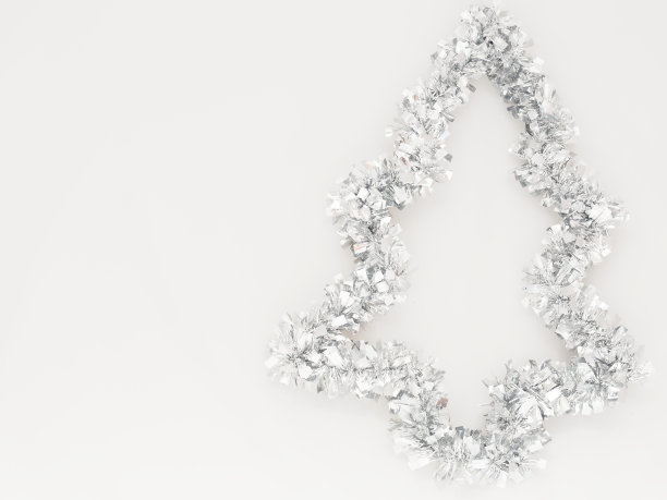 银色的圣诞彩虹孤立在白色的背景图片下载