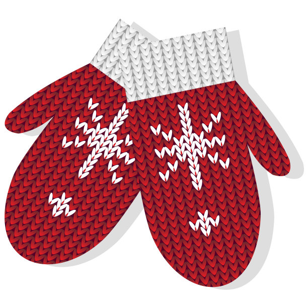 在透明的背景上编织温暖的红色手套图片下载