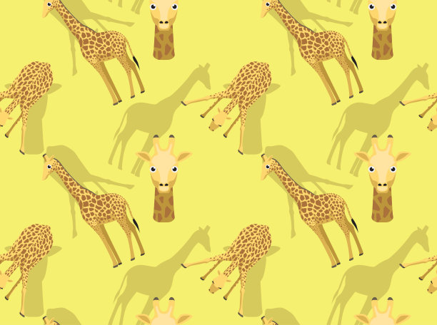 长颈鹿可爱的卡通无缝墙纸图片下载