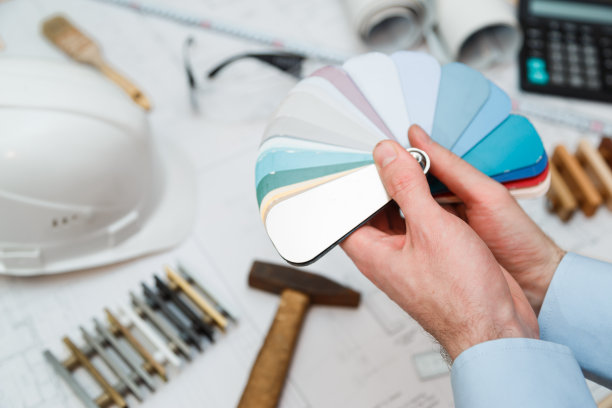 建筑师室内手绘家居插画与材料样本，改造概念。图片下载