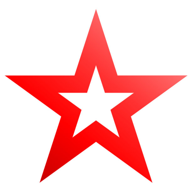 圣诞星红色轮廓5点星孤立在白色图片下载