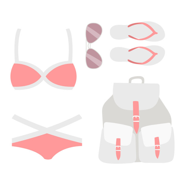 海滩穿比基尼矢量布时尚看起来海滩海度假生活方式女性收集海光美时尚服装插图图片下载