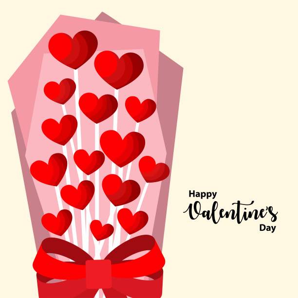 情人节快乐的背景与心形花束平面设计，墙纸，海报，小册子，卡片。矢量图图片下载