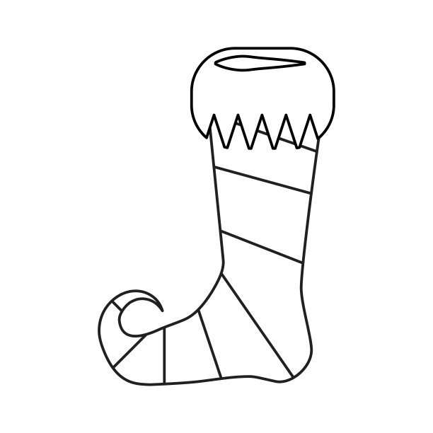 精灵鞋轮廓设计孤立在白色的背景图片下载