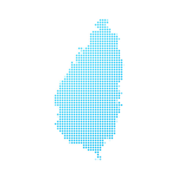 圣卢西亚地图的蓝点在白色的背景图片下载