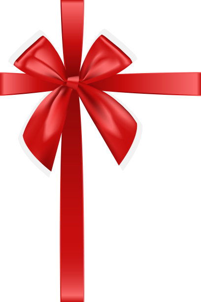红色现实的蝴蝶结礼盒上的白色背景。丝质丝带，3d礼物领结圣诞，新年，假期。图片下载
