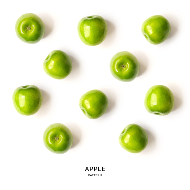 无缝图案与水果。热带抽象背景。白色背景上的苹果。图片下载