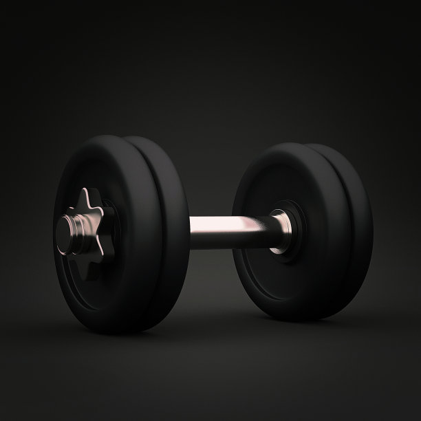健身器材的哑铃在黑暗的背景下。三维渲染图片下载