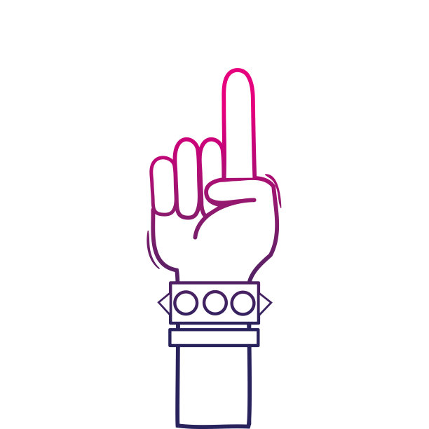 颜色线手与手镯和食指向上的符号图片下载