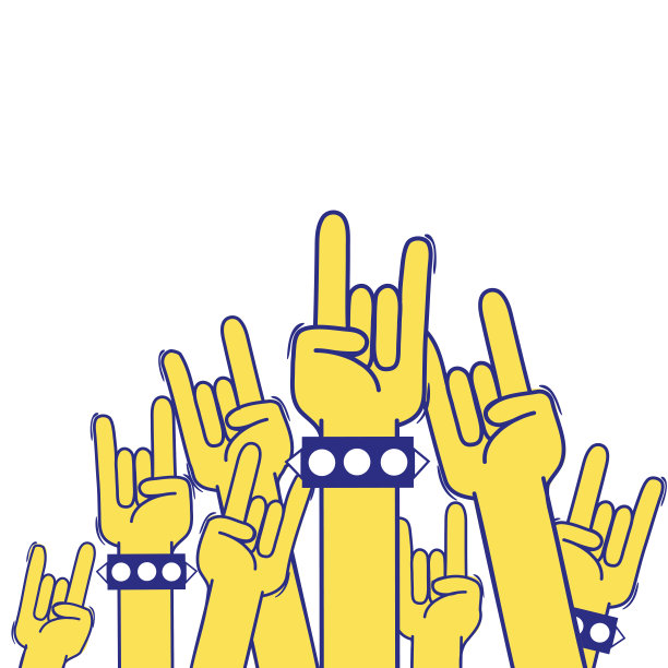 全彩举手与摇滚手势符号图片下载