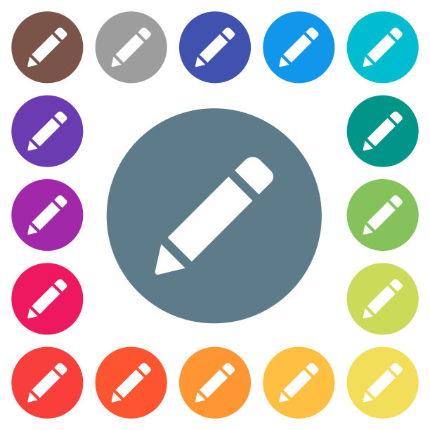 单铅笔与橡胶扁平的白色图标在圆形背景图片下载