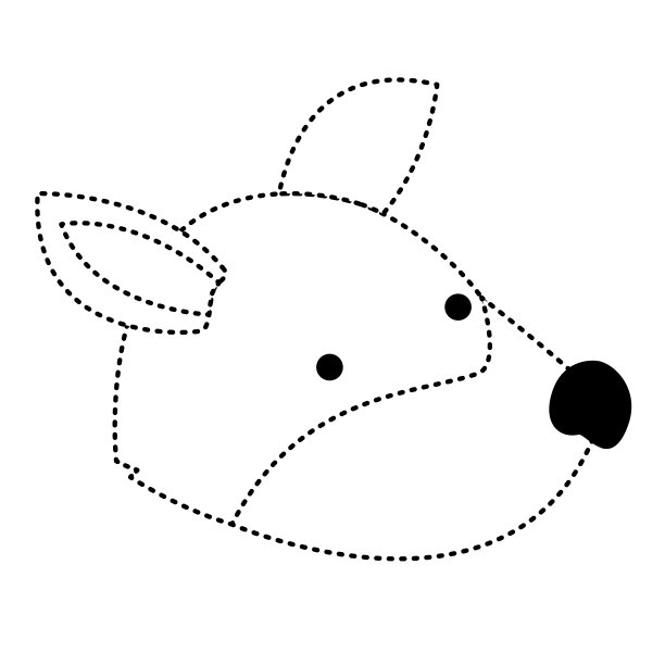 狼卡通头在黑色的斑点剪影图片下载