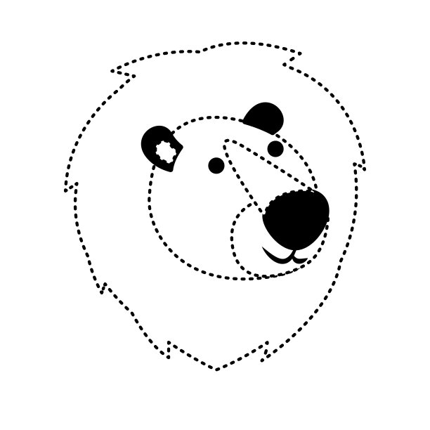 狮子卡通头在黑色的斑点剪影图片下载