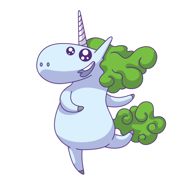 可爱快乐的独角兽有绿色的鬃毛图片下载