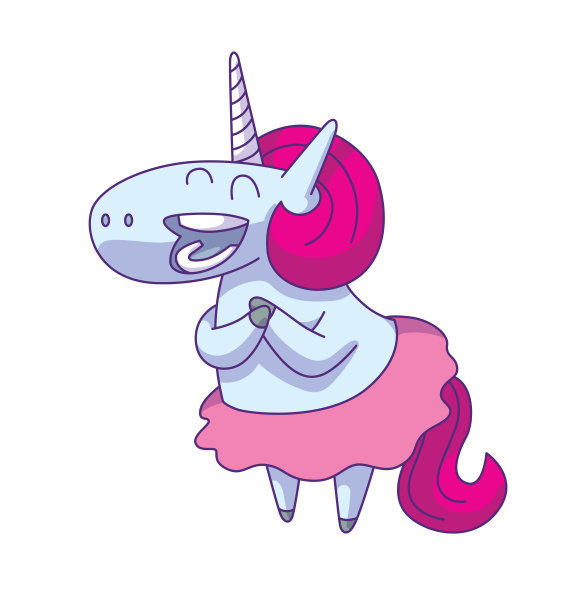 可爱快乐的独角兽有深红色的鬃毛图片下载